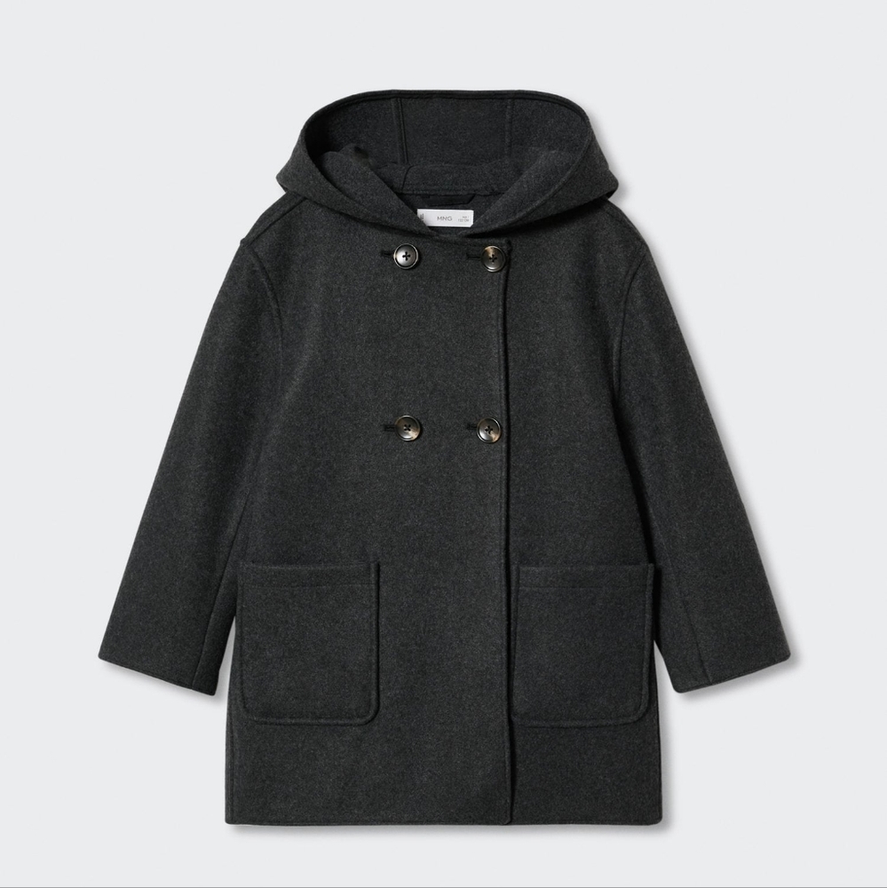 Mango dark grey double-breasted coat